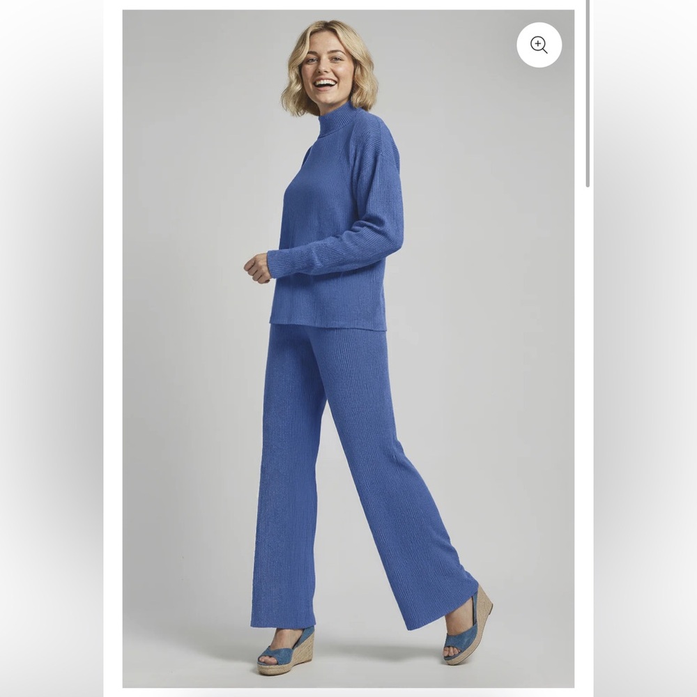 NWT Three Dots Brushed Rib Lounge Set Sz M Coastal Fjord Blue